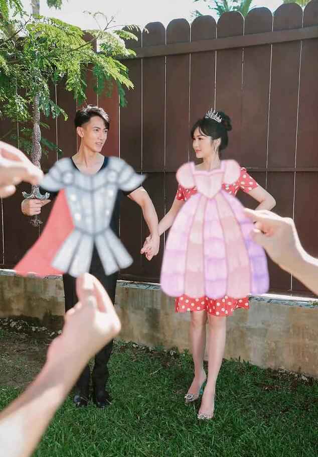 脑洞大开!吴尊林丽吟婚纱照 吴尊化身骑士守护自己的“林公主”